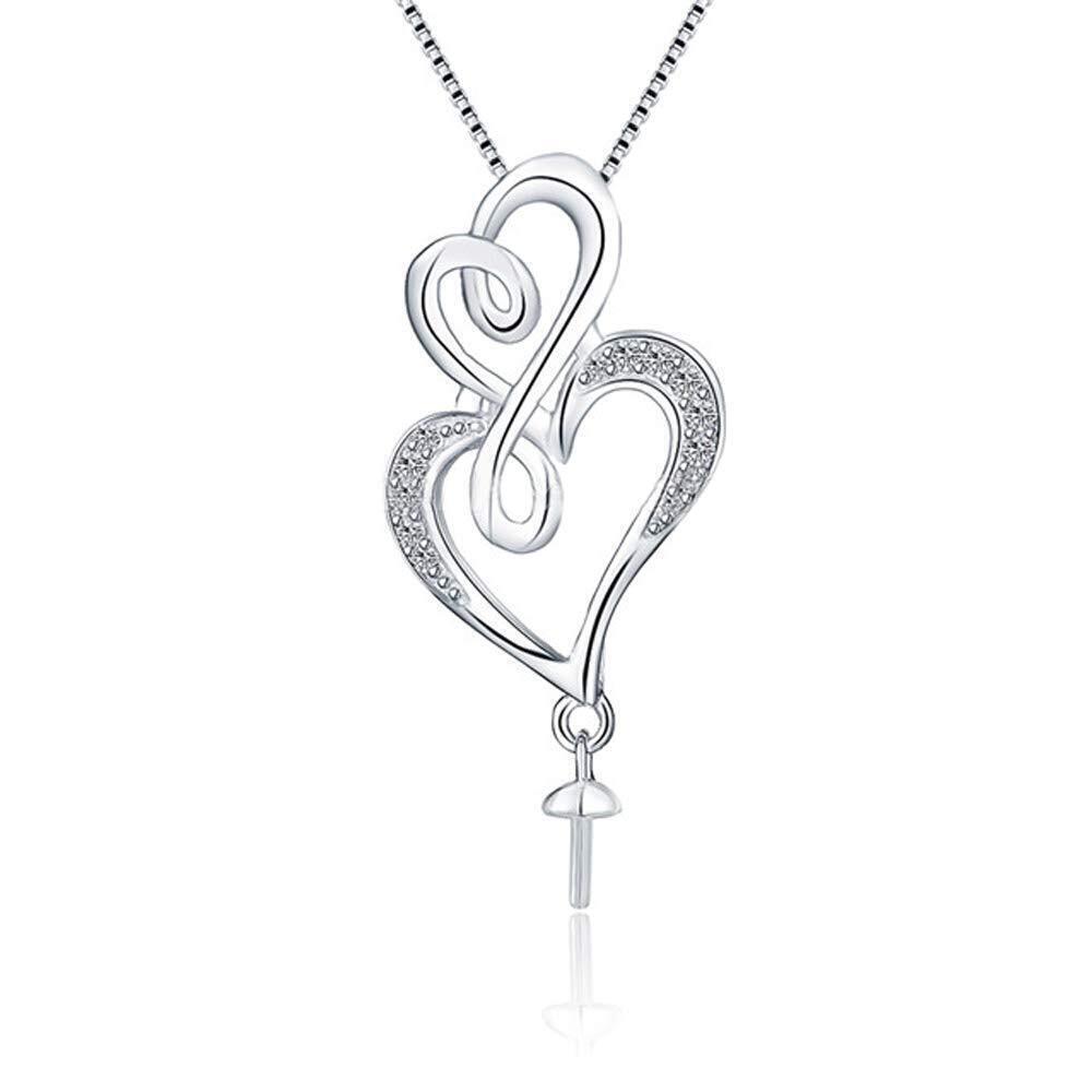 1032 CZ Double Heart Twisted Bail Pendants for Pearl Jewelry Making